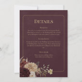 Invitation Burgundy Floral Gothic Wedding Details Card (Devant)