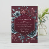 Invitation Burgundy Floral Mood Wedding (Debout devant)
