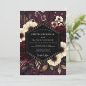Invitation Burgundy Floral Night Wedding (Debout devant)