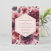 Invitation Burgundy Floral Opulent Romance Wedding (Debout devant)