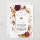 Invitation Burgundy Floral Pampas Grass Bridal Teed Party (Devant)