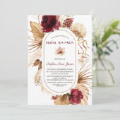 Invitation Burgundy Floral Pampas Grass Bridal Teed Party (Debout devant)