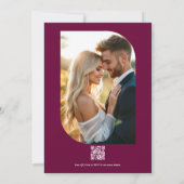 Invitation Burgundy Floral Photo and QR Code Wedding (Dos)