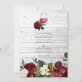 Invitation Burgundy Floral QR Code RSVP Mariage de dégustatio (Devant)