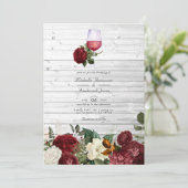 Invitation Burgundy Floral QR Code RSVP Mariage de dégustatio (Debout devant)