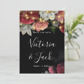 Invitation Burgundy Floral Rustic string lig enregistrer les  (Debout devant)