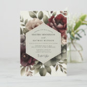 Invitation Burgundy Floral Twilight Wedding (Debout devant)