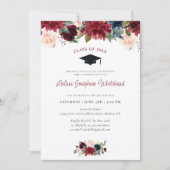 Invitation Burgundy Floral Watercolor Party (Devant)