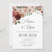 Invitation Burgundy Floral Wedding (Devant)