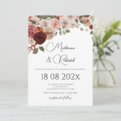 Invitation Burgundy Floral Wedding (Debout devant)