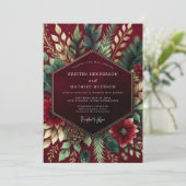 Invitation Burgundy Floral Winter Wedding (Debout devant)