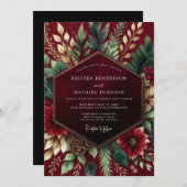 Invitation Burgundy Floral Winter Wedding (Devant / Derrière)