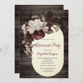 Invitation Burgundy Flower Rose Retraite du bois (Devant / Derrière)