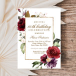 Invitation Burgundy Flowers Gold Border 60th Birthday Party<br><div class="desc">Burgundy Flowers Gold Border 60th Birthday Party Invitation Voir la collection correspondante dans niche et magasin de nids</div>