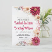 Invitation Burgundy Flowers Mariage Quilling Simulé (Debout devant)