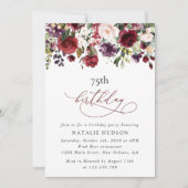 Invitation Burgundy Flowers, Pink Flowers, Boho, Birthday (Devant)