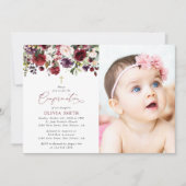 Invitation Burgundy Flowers, Pink Flowers, Boho, Confirmation (Devant)