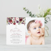 Invitation Burgundy Flowers, Pink Flowers, Boho, Confirmation (Debout devant)
