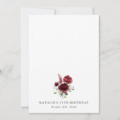 Invitation Burgundy Flowers, Red Flowers, Greenery, Birthday (Dos)