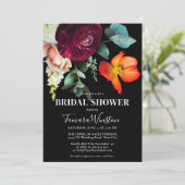 Invitation Burgundy foncée Orange Blush Floral Black Douche (Debout devant)