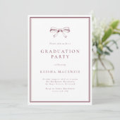Invitation Burgundy Formal Bow Photo Graduation Party (Debout devant)