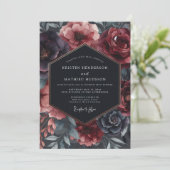 Invitation Burgundy Gilded Bloom Wedding (Debout devant)