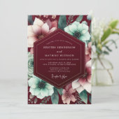 Invitation Burgundy Gilded Bloom Wedding (Debout devant)