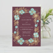 Invitation Burgundy Gilded Blossom Romantic Wedding (Debout devant)
