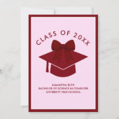 Invitation Burgundy Gingham Bow Graduation Party (Dos)