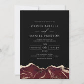 Invitation Burgundy Gold Agate Élégant Mariage moderne (Devant)