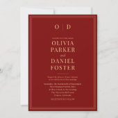 Invitation Burgundy Gold All in One QR Code Mariage (Devant)