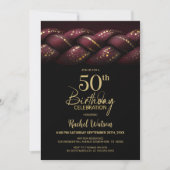 Invitation Burgundy Gold Braid 50e fête d'anniversaire (Devant)
