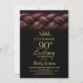 Invitation Burgundy Gold Braid Surprise 90e fête d'anniversai (Devant)