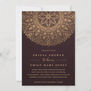 INVITATION BURGUNDY GOLD CLASSIC ORNATE MANDALA FÊTE DES MARI
