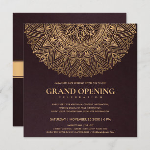 INVITATION BURGUNDY GOLD CLASSIC ORNATE MANDALA GRAND OUVERTU