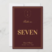 Invitation Burgundy Gold Crest Monogram Wedding Table Number (Devant)