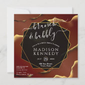 Invitation 🤵 Burgundy Gold Elegant Inky Mariage Abstrait (Devant)