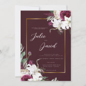 Invitation Burgundy Gold - Élégant mariage Floral Luxe (Devant)
