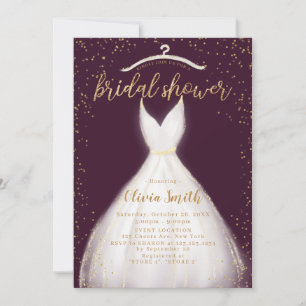 Invitation Burgundy Gold élégante robe de mariage Fête des ma