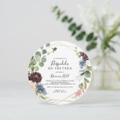 Invitation Burgundy Gold Fête des mariées géométrique espagno (Debout devant)