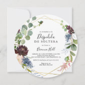 Invitation Burgundy Gold Fête des mariées géométrique espagno (Devant)