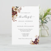 Invitation Burgundy Gold Floral Botanical Elegant Wedding (Debout devant)