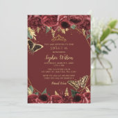 Invitation Burgundy Gold Floral Butterfly Sweet 16 (Debout devant)