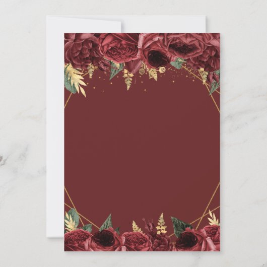 Invitation Burgundy Gold Floral Butterfly Sweet 16 (Dos)