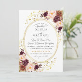 Invitation Burgundy Gold Florales Chic Foil Parties scintilla (Debout devant)