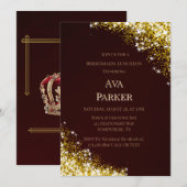 Invitation Burgundy Gold Flourish Parties scintillant Bridesm (Devant / Derrière)