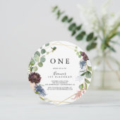 Invitation Burgundy Gold Géométrique Premier anniversaire (Debout devant)