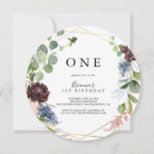 Invitation Burgundy Gold Géométrique Premier anniversaire (Devant)