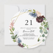 Invitation Burgundy Gold Geometry 21e fête d'anniversaire (Devant)