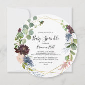 Invitation Burgundy Gold Geometry Baby Sprinky (Devant)